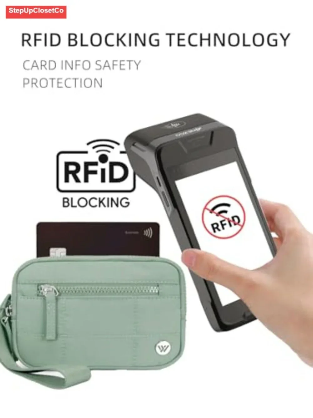 RFID Blocking Quilted Nylon Wristlet Wallet for Women, Compact Phone Wallet